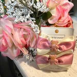 Pink and Cream Handmade Hair Bows